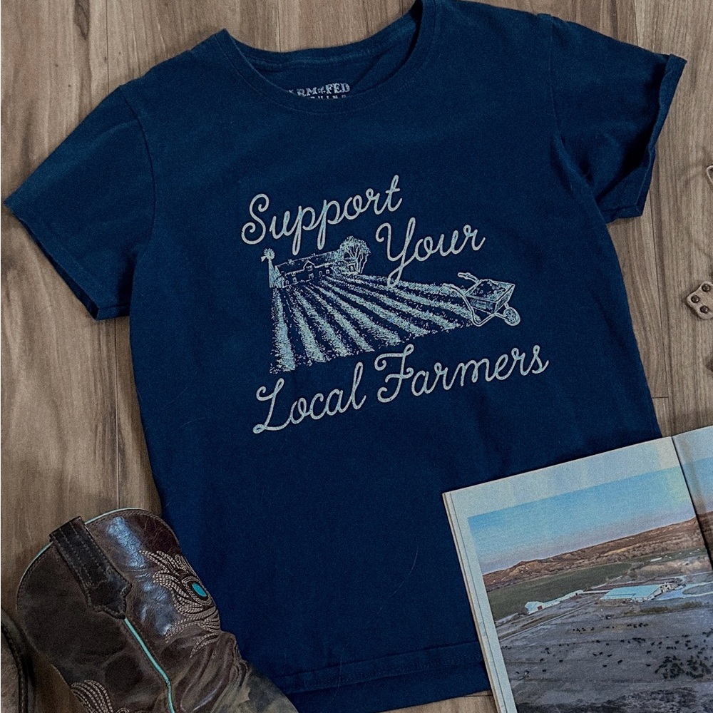 Support Your Local Farmers Blue T-Shirt